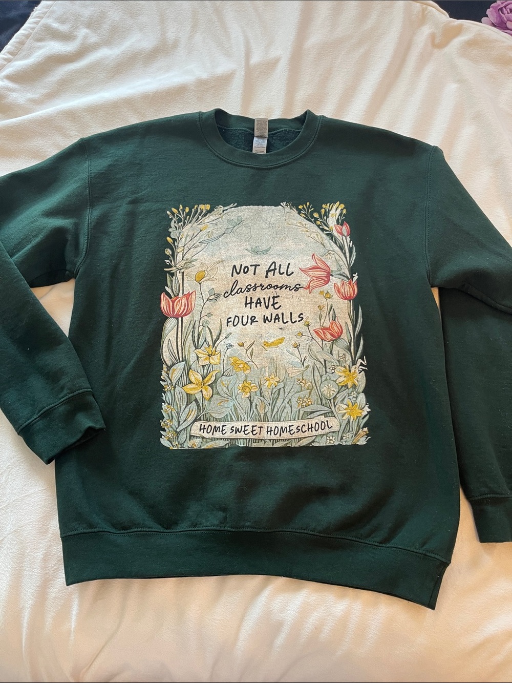 Forest Green Graphic Crewneck Sweatshirt - Home Sweet Homeschool